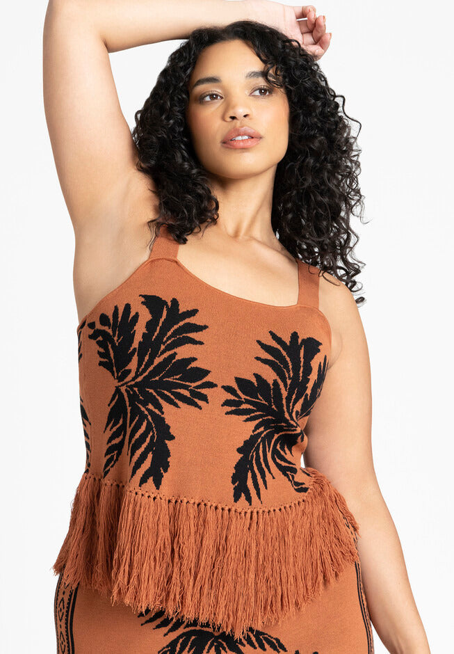 ELOQUII Women's Fringe Crop Top