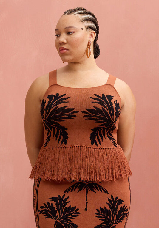 ELOQUII Women's Fringe Crop Top