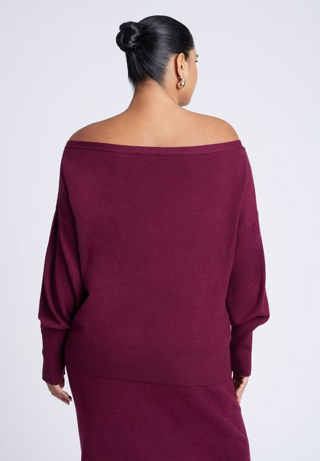 ELOQUII Slouchy Sweater - Burgundy