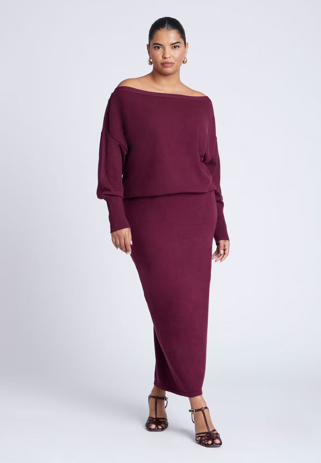 ELOQUII Slouchy Sweater - Burgundy
