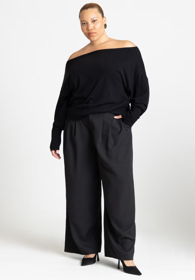 ELOQUII Slouchy Sweater - Black Onyx