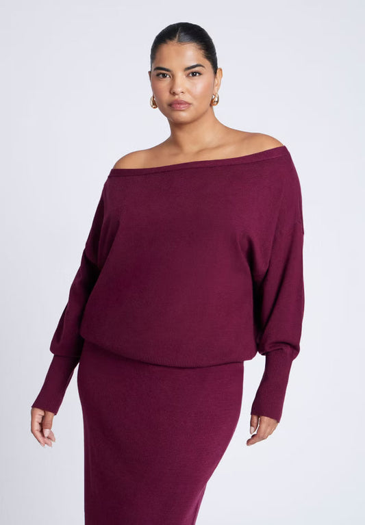 ELOQUII Slouchy Sweater - Burgundy