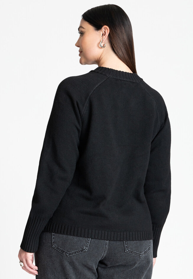 ELOQUII Women's Asym Placket Sweater