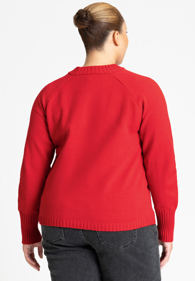ELOQUII Women's Asym Placket Sweater