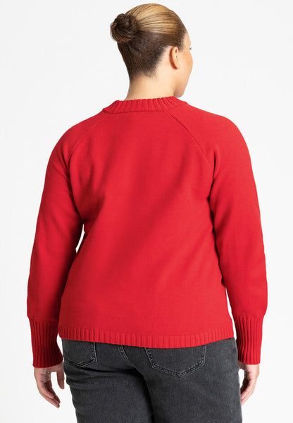 ELOQUII Women's Asym Placket Sweater