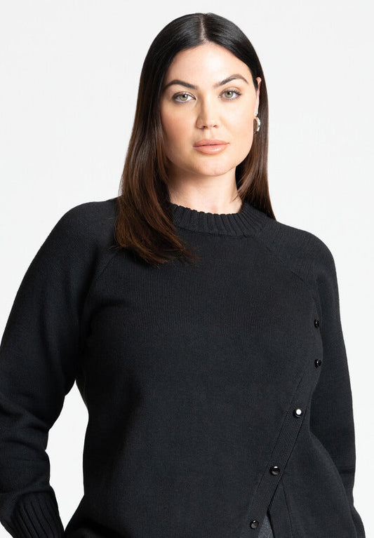 ELOQUII Women's Asym Placket Sweater