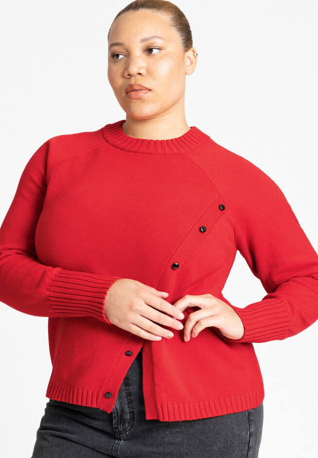 ELOQUII Women's Asym Placket Sweater