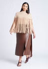 ELOQUII Fringe Half Sweater - Camel
