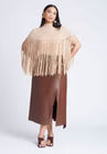 ELOQUII Fringe Half Sweater - Camel