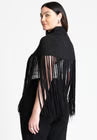 ELOQUII Fringe Half Sweater - Black Onyx