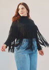 ELOQUII Fringe Half Sweater - Black Onyx