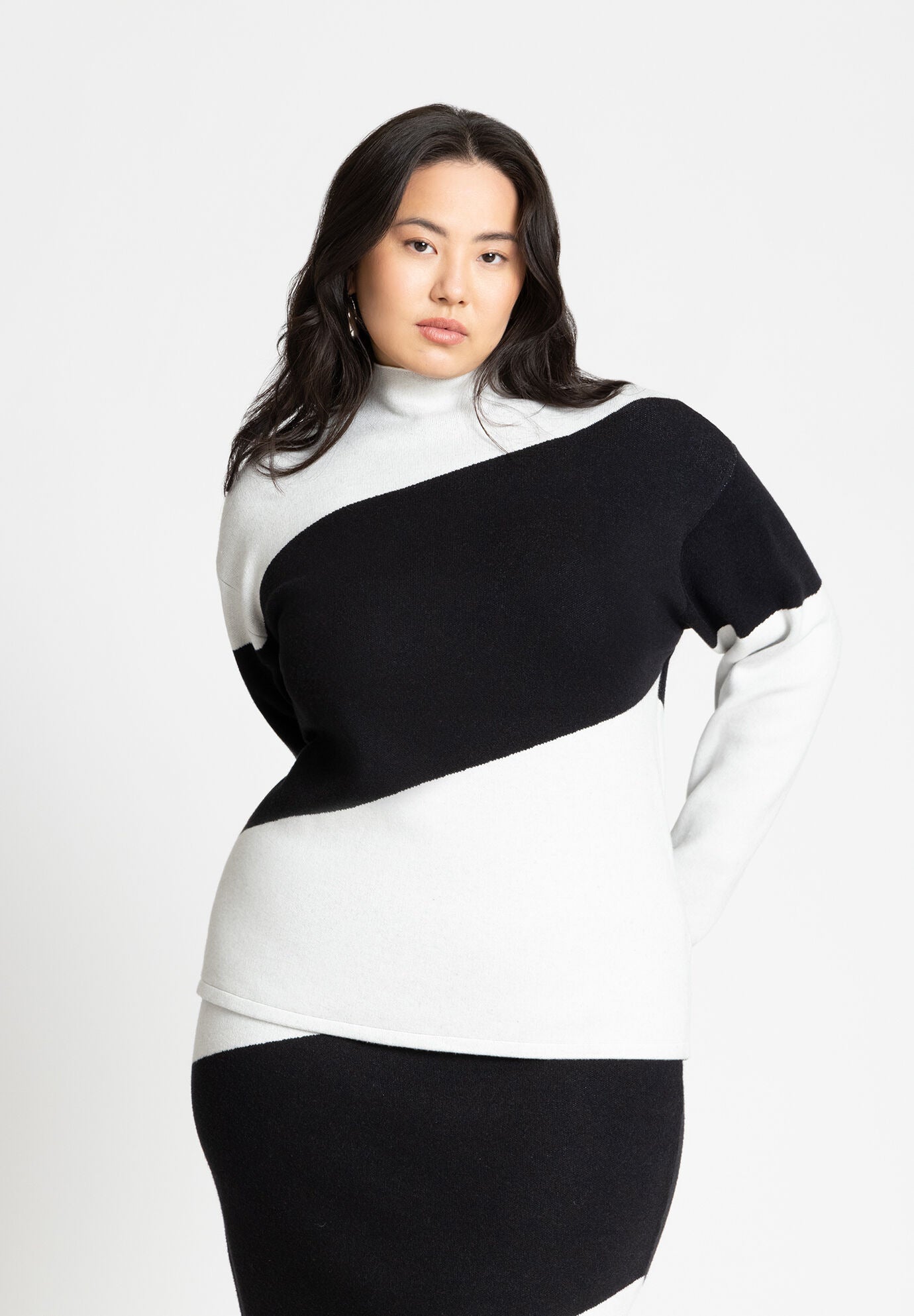 ELOQUII Women's Diagonal Stripe Sweater