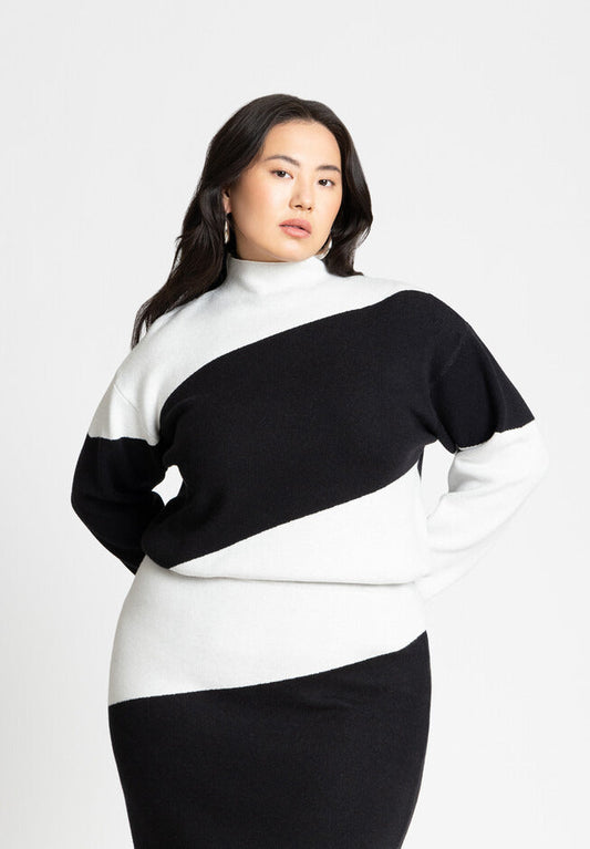 ELOQUII Women's Diagonal Stripe Sweater