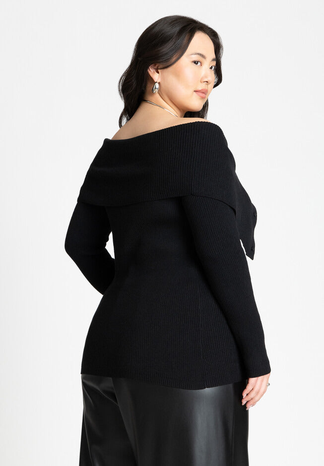 ELOQUII Women's Bardot Off The Shoulder Sweater