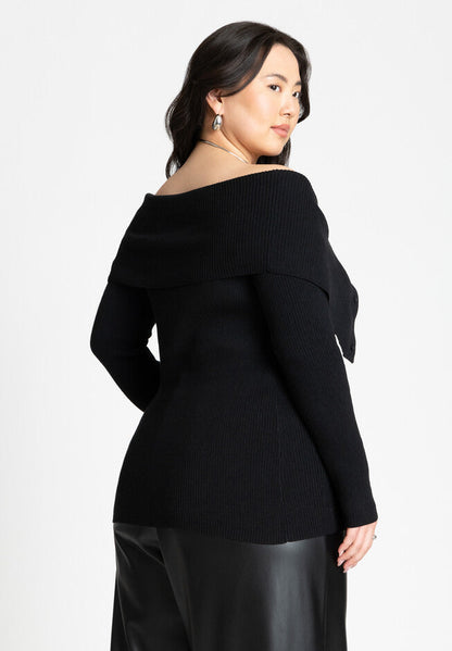 ELOQUII Women's Bardot Off The Shoulder Sweater