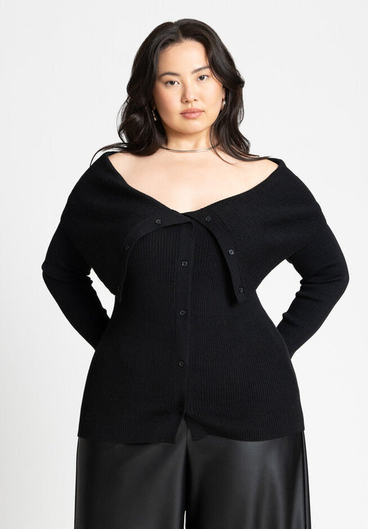 ELOQUII Women's Bardot Off The Shoulder Sweater