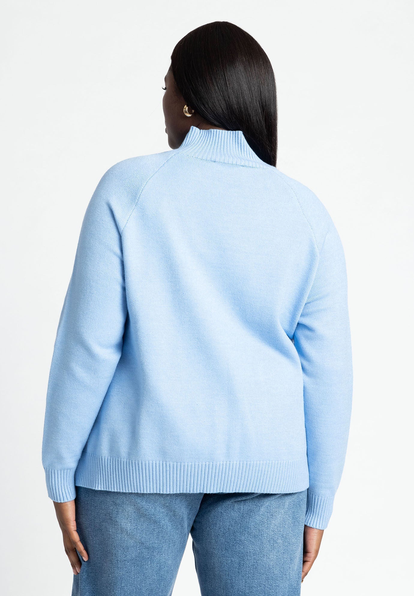 ELOQUII Women's Zipper Detail Sweater