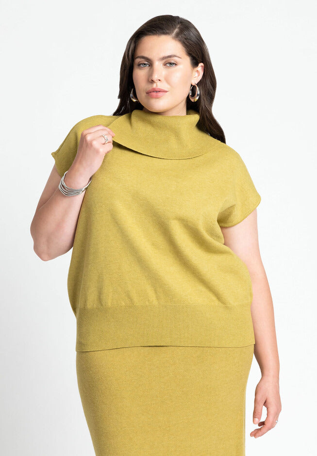 ELOQUII Women's Asymmetrical Turtleneck Sweater
