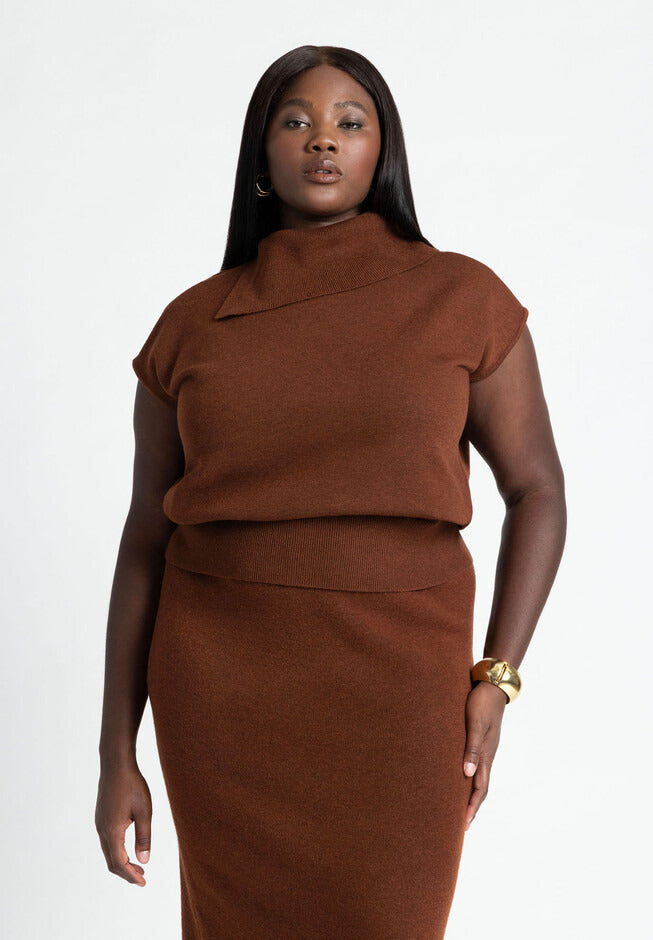 ELOQUII Women's Asymmetrical Turtleneck Sweater