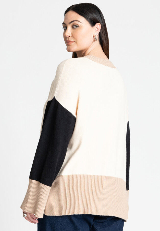 ELOQUII Women's Colorblocked Relaxed Sweater