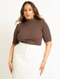 ELOQUII Women's Sleek Funnel Neck Elbow Sleeve Sweater