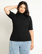 ELOQUII Women's Sleek Funnel Neck Elbow Sleeve Sweater