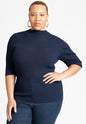 ELOQUII Women's Sleek Funnel Neck Elbow Sleeve Sweater