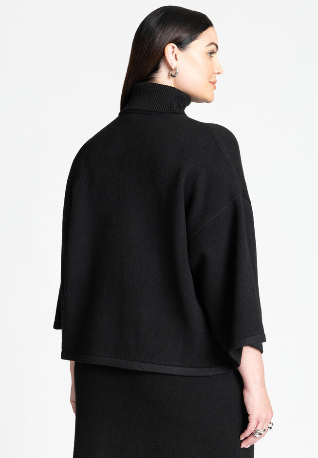 ELOQUII Women's Boxy Three Quarter Sleeve Turtleneck