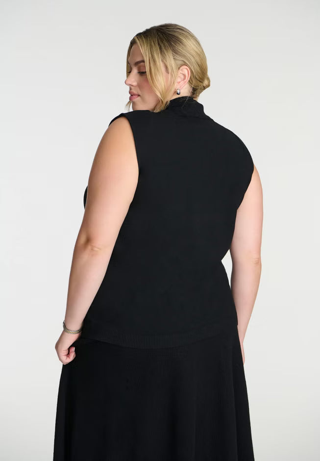 ELOQUII Turtleneck Sleeveless Sweater - Black Onyx