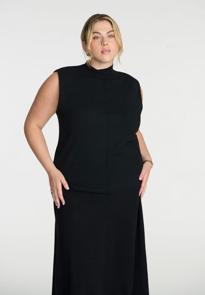 ELOQUII Turtleneck Sleeveless Sweater - Black Onyx