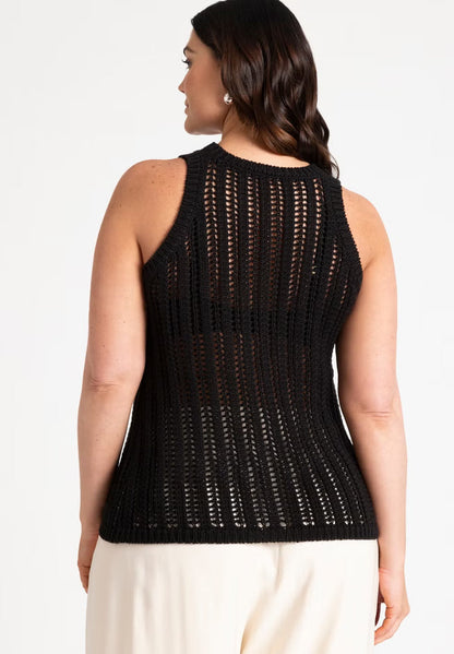 ELOQUII Crochet Knitted Tank - Black Onyx