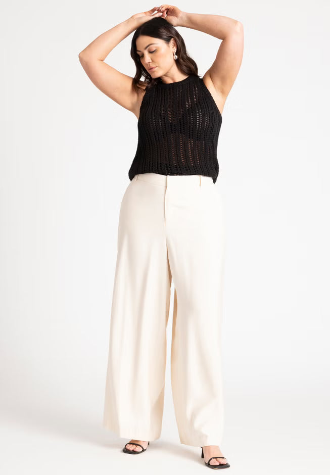 ELOQUII Crochet Knitted Tank - Black Onyx