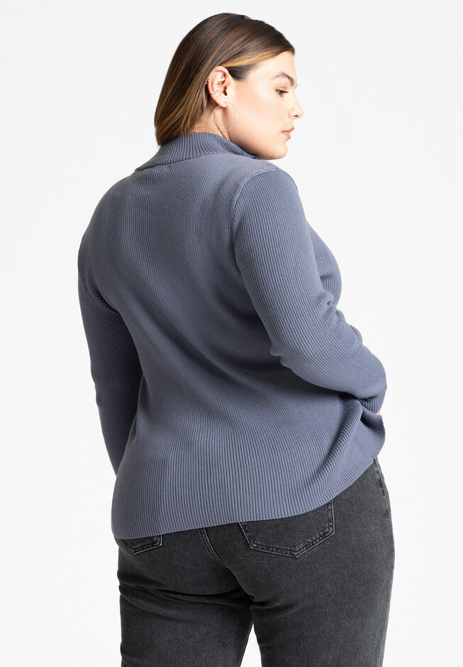 ELOQUII Women's Two Way Zipper Sweater