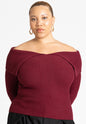ELOQUII Women's Ribbed Off The Shoulder Sweater