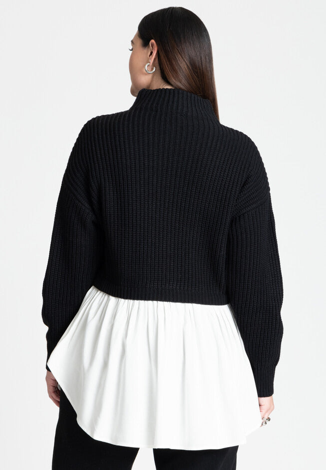 ELOQUII Women's Twofer Skirted Sweater