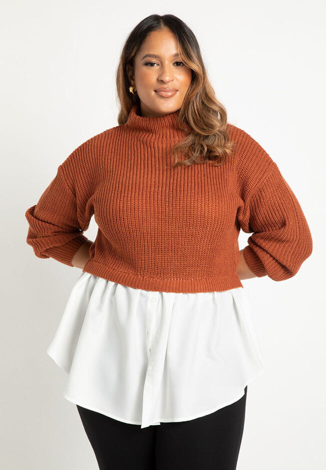 ELOQUII Women's Twofer Skirted Sweater
