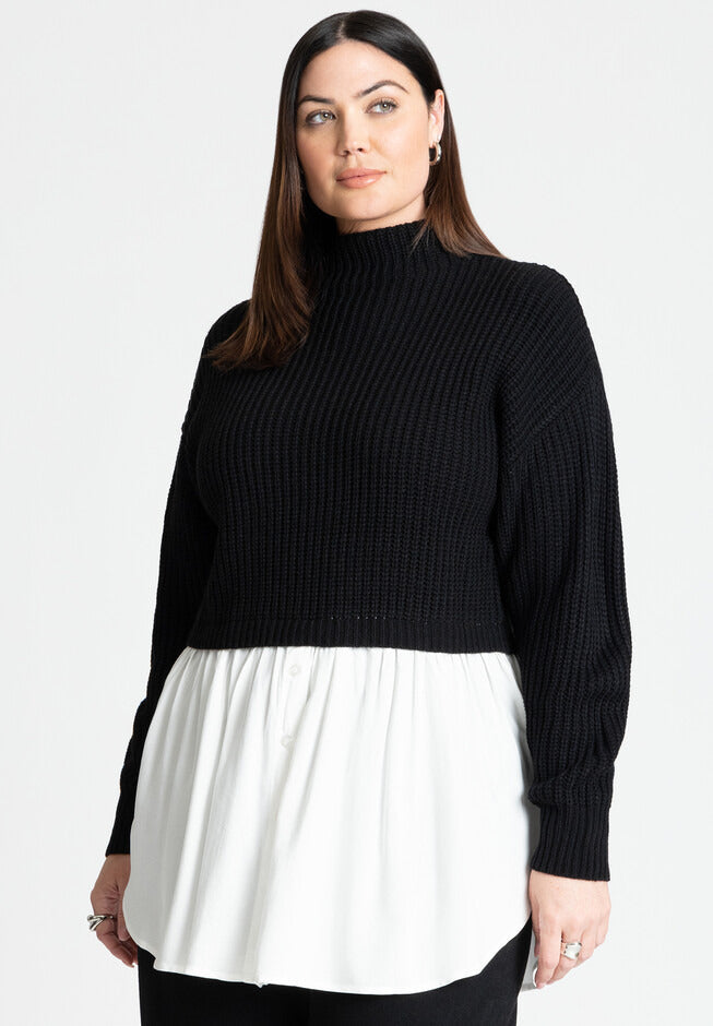 ELOQUII Women's Twofer Skirted Sweater