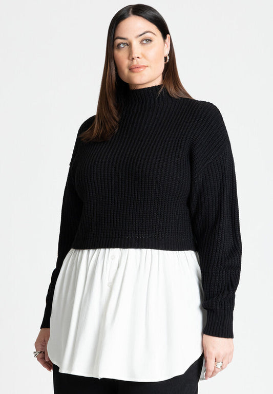 ELOQUII Women's Twofer Skirted Sweater