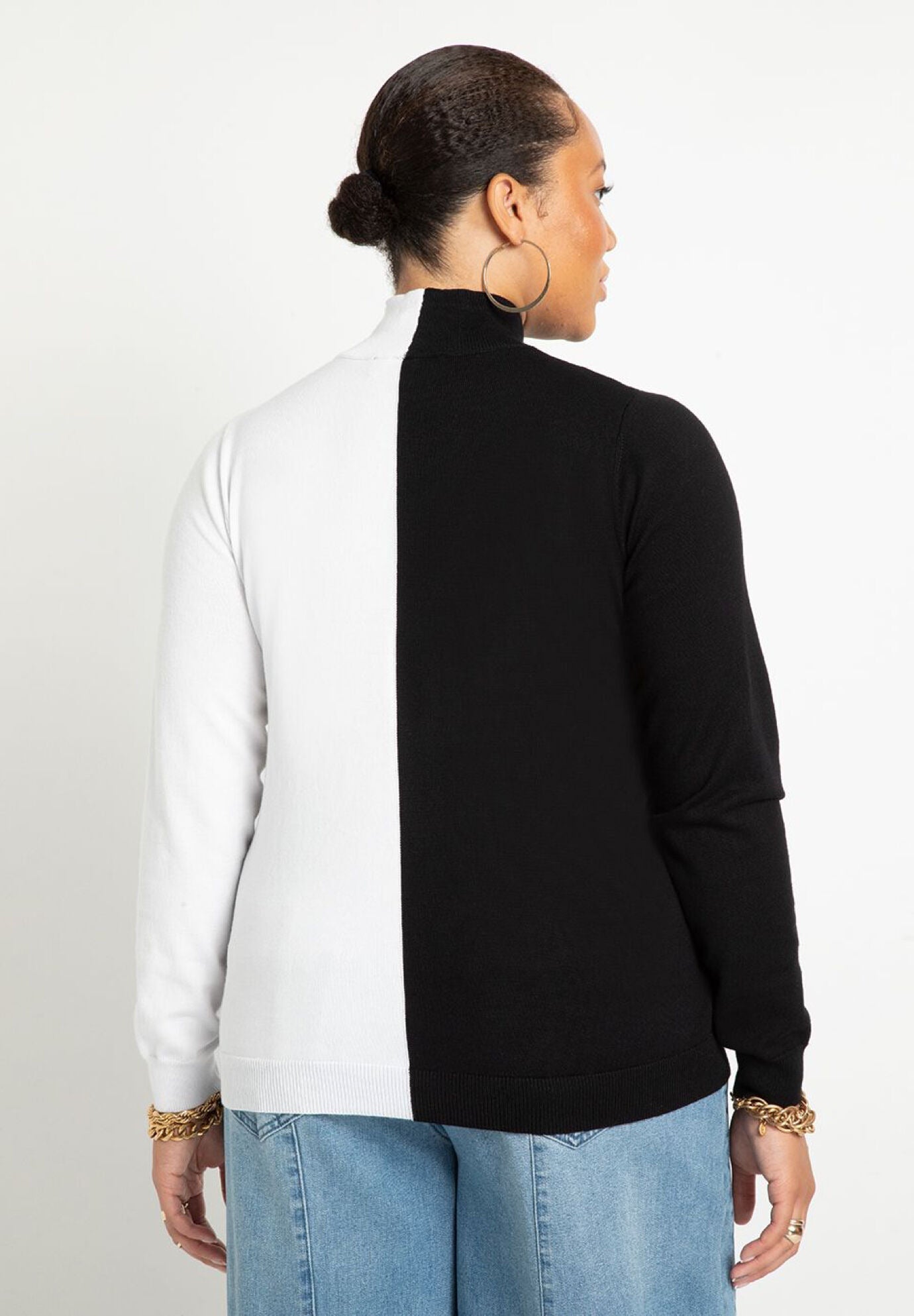 ELOQUII Women's Vertical Colorblocked Turtleneck