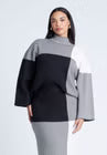 ELOQUII Mock Neck Intarsia Sweater - Plaid Please