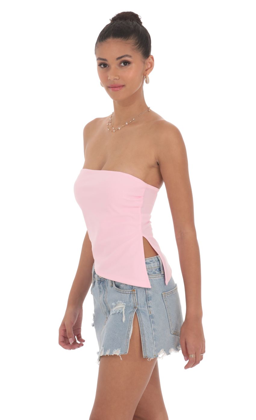 Lucy in the Sky Strapless Side Slit Top