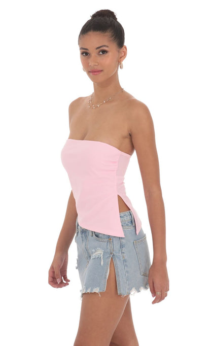 Lucy in the Sky Strapless Side Slit Top
