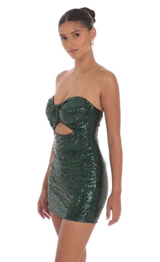 Lucy in the Sky Sequin Strapless Cutout Dress