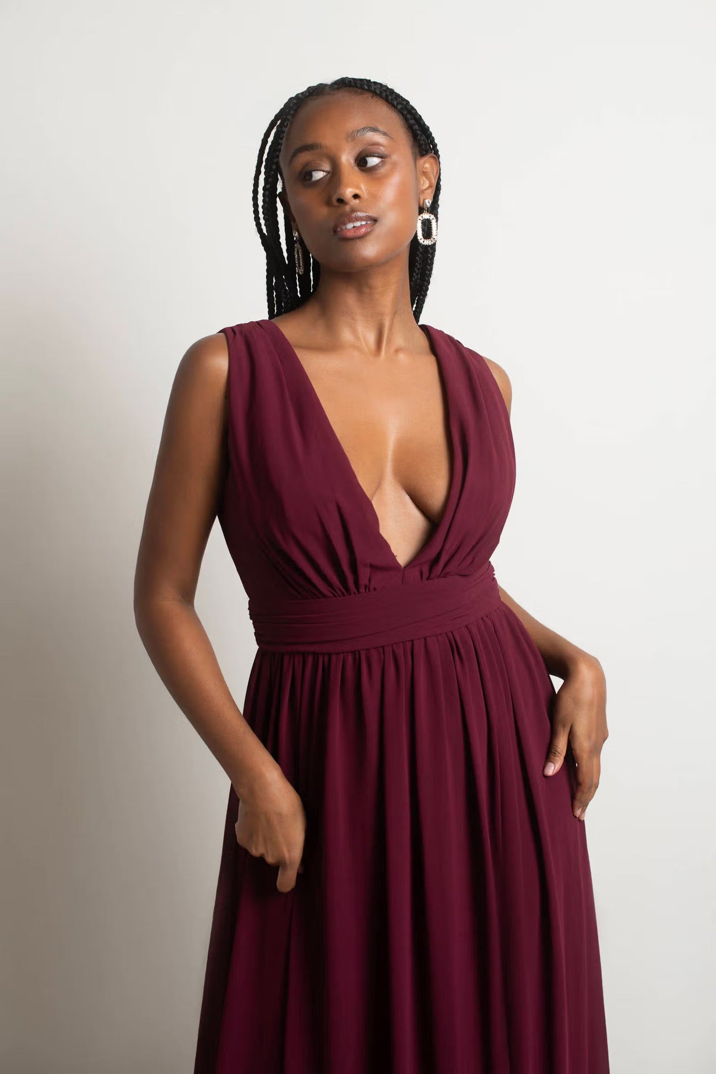 Tobi Everlasting Moment Plunging High Slit Maxi Dress