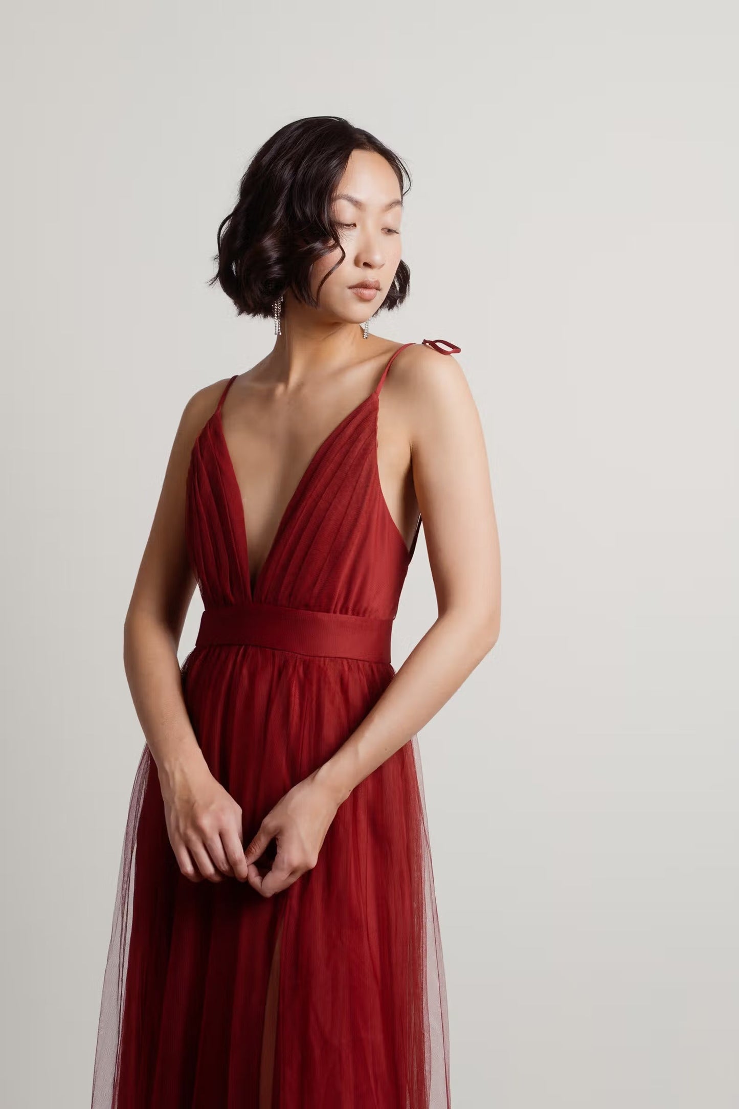 Tobi Slay The Night Deep V Double High Slit Maxi Dress