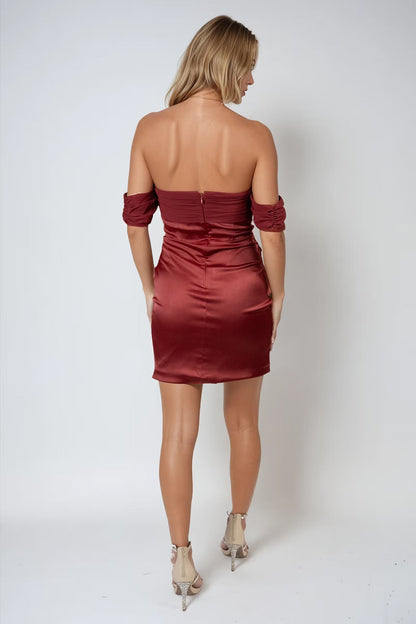 Tobi Heavenly Muse Satin Off Shoulder Mini Dress