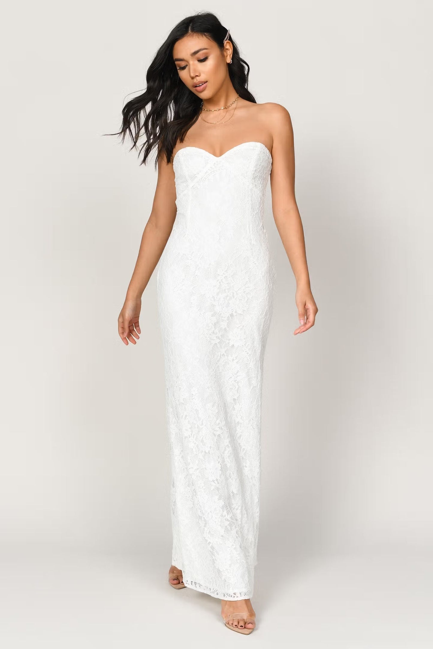 Tobi Adelyn Lace Sweetheart Maxi Dress