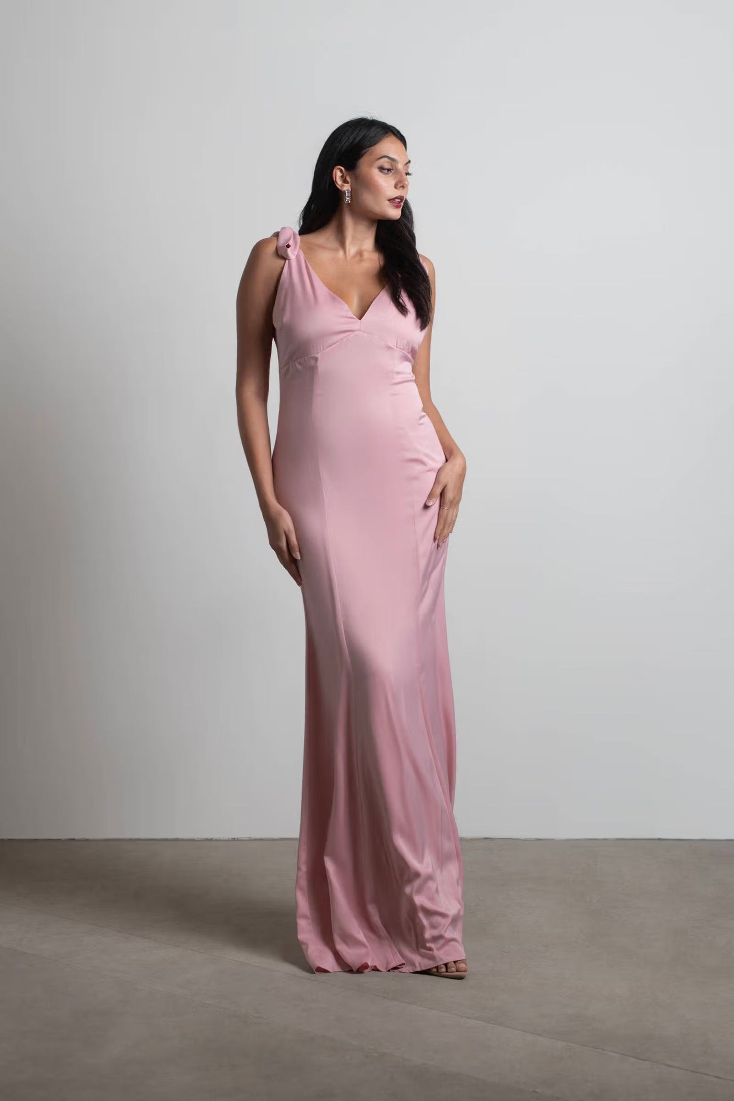 Tobi Priscella Satin Tie Strap Maxi Dress