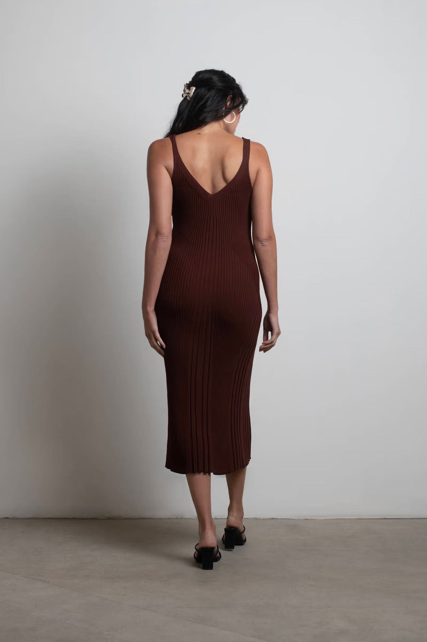 Tobi Brown Sugar Ribbed Bodycon Midi Dress