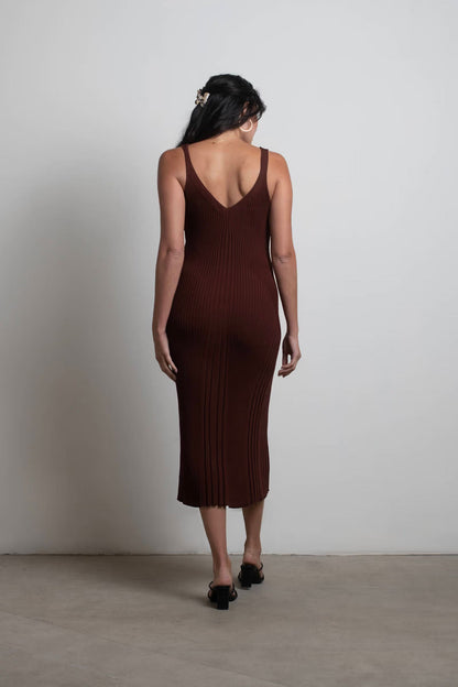 Tobi Brown Sugar Ribbed Bodycon Midi Dress
